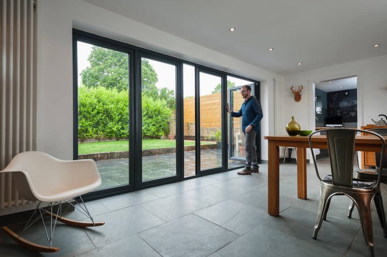 Aluminium dining roof bifold doors
