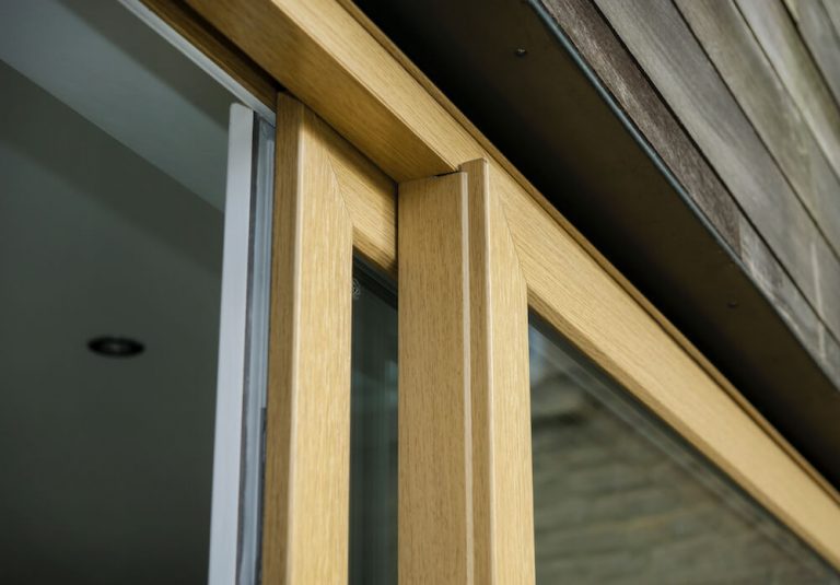 uPVC Covered wooden texture sliding door