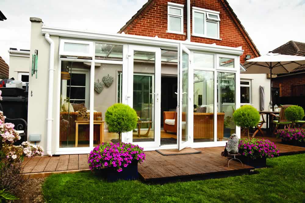 A Lean To style conservatory in White