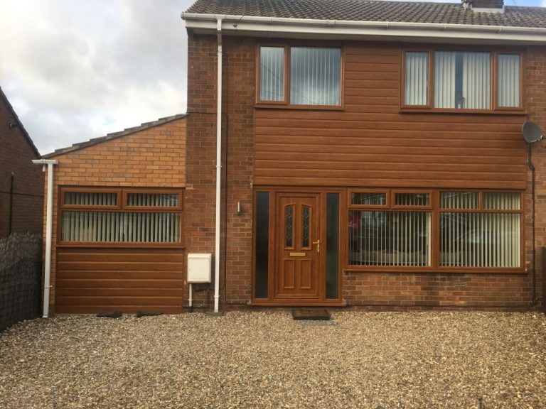 Brown upvc door, windows
