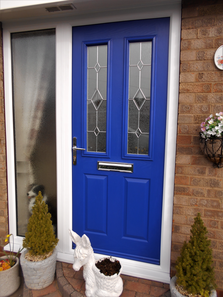 Dual Glazed style Composite Door in Ultramarine Blue