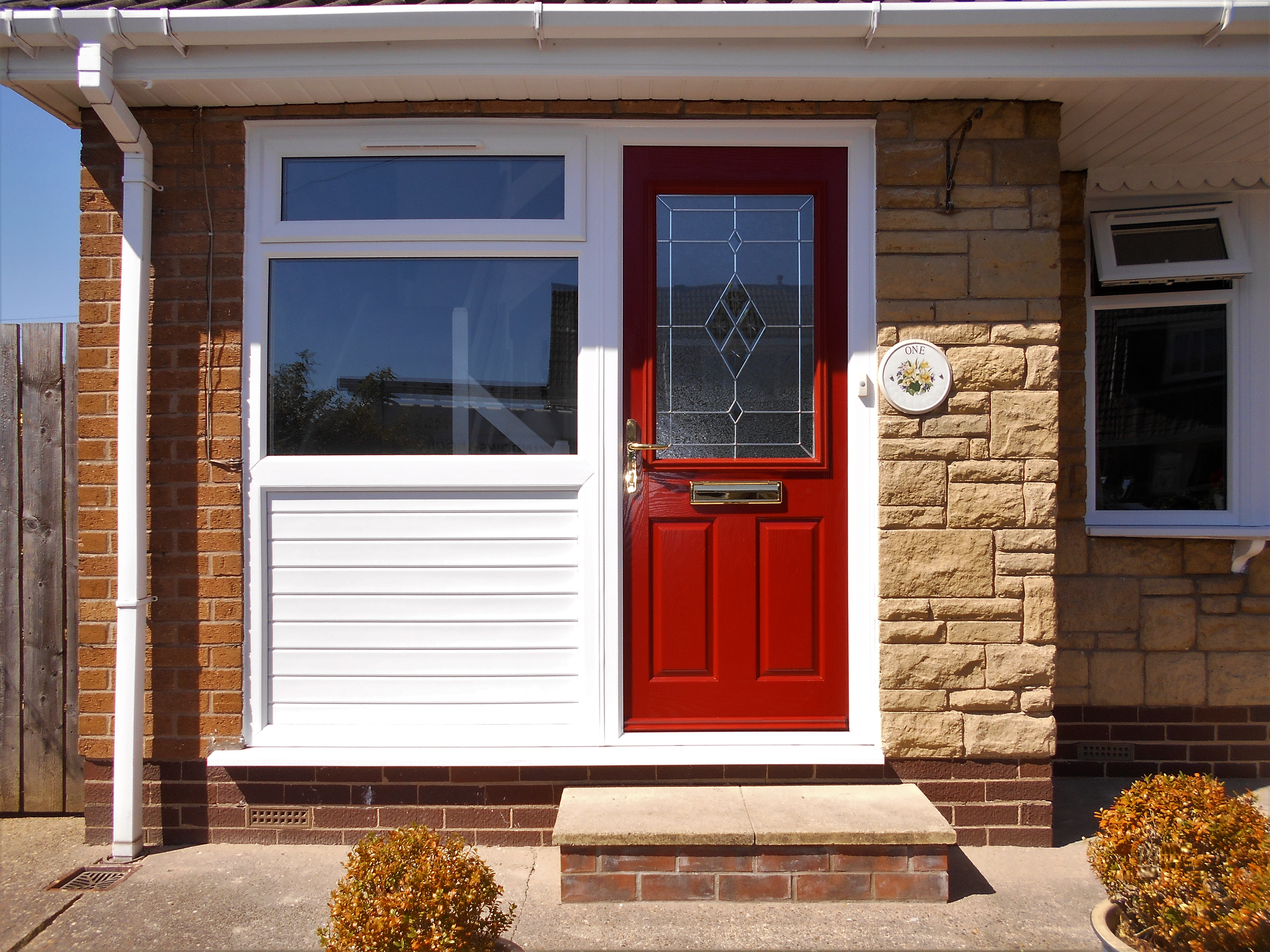 Half Glazed style Composite Door in Red