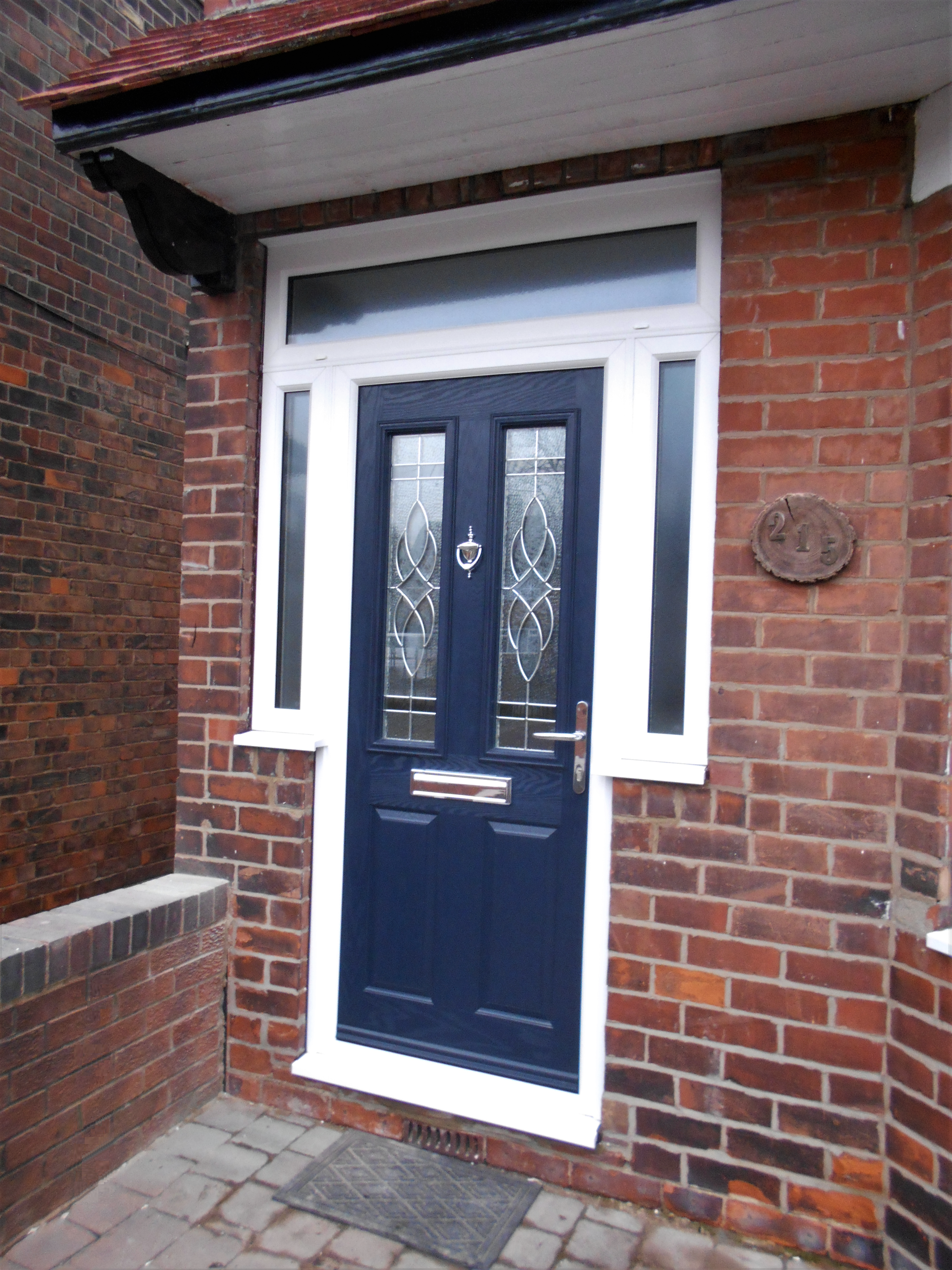 Dual Glazed style Composite Door in Blue